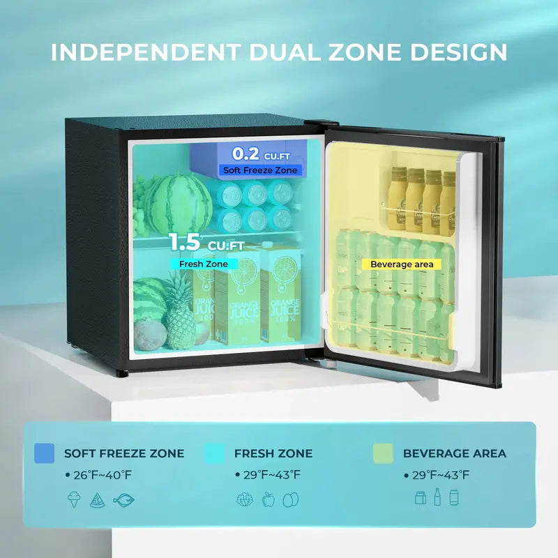 EUHOMY 1.7 Cu.Ft Compact Mini Fridge  Built-in Freezer and Adjustable Temperature Control