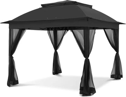 COOS BAY 11′ x 11′ Instant Gazebo: UPF 50+ Water-Resistant Canopy with Integrated Mesh Netting, Quick-Deploy Design, and 121 Sq Ft Coverage