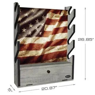 Rush Creek Creations Americana 4 Gun Wall Rack with Storage 38-4047
