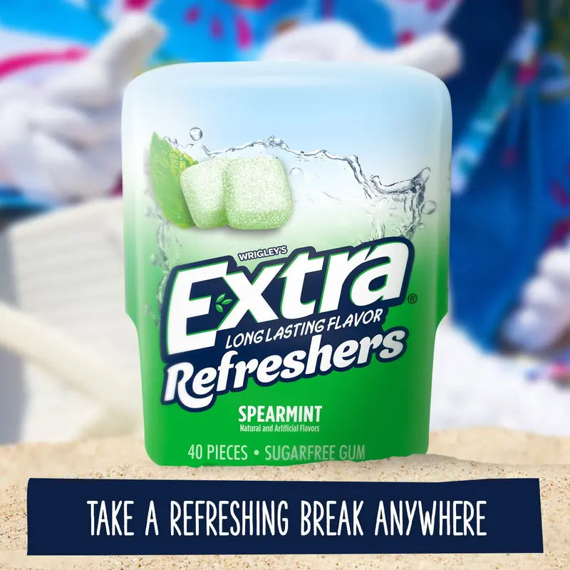 Extra Refreshers Spearmint Sugar Free Chewing Gum  40 Pieces Bottle