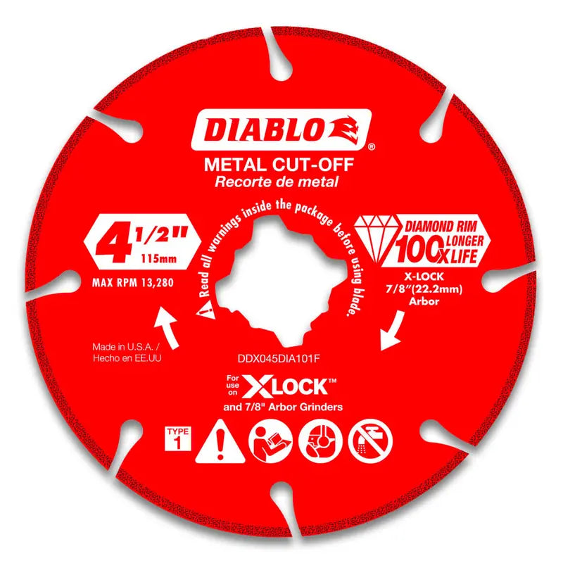 Diablo Tools 4.5 in. Diamond Disc for Metal Cutting w/X-Lock and All Grinders
