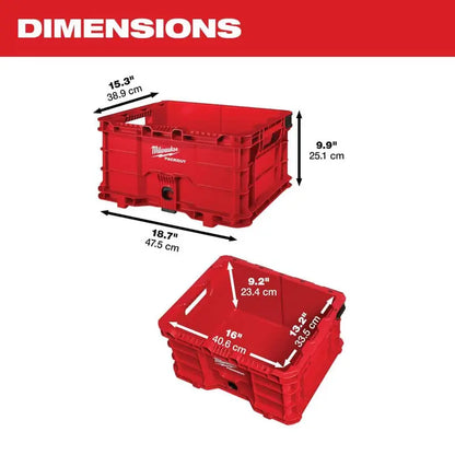 Milwaukee PACKOUT 18.6 in. Tool Storage Crate Bin with Carrying Handles and 50 lbs. Weight Capacity 48-22-8440