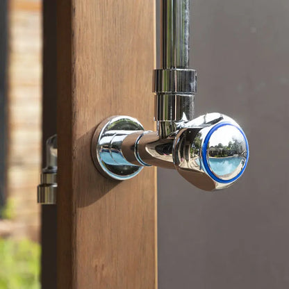Freestanding Stainless Steel Outdoor Shower Tower with Duckboard  94.5 Inches High