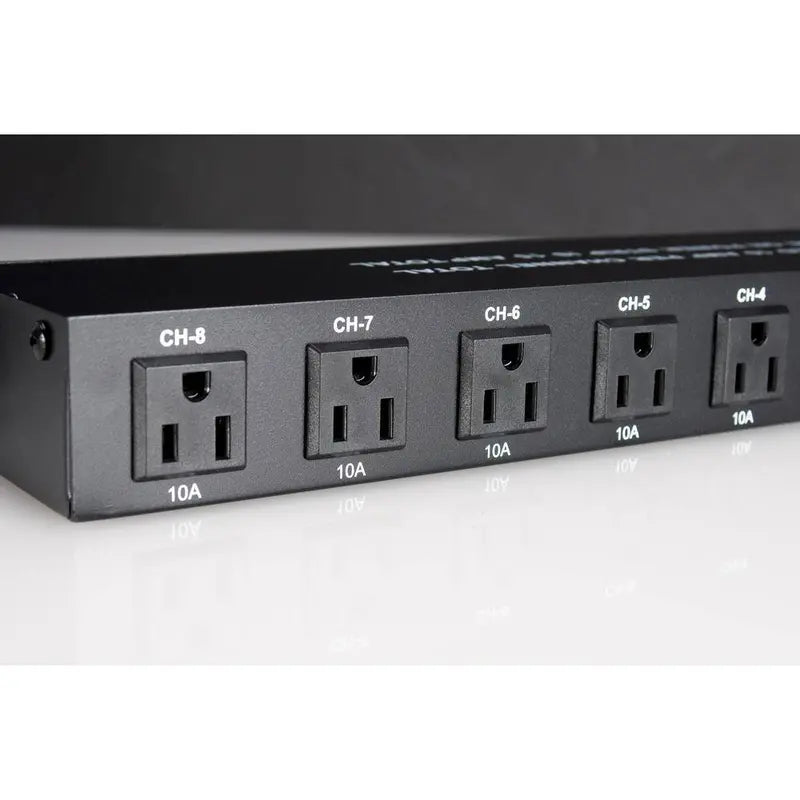 American DJ 8-Outlet OnOff Rack Mount Power Distribution Panel 8 Edison’s On The Rear Controlled By Rockers On The Front PC-100A
