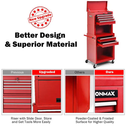 6-Drawer Heavy-Duty Rolling Tool Chest with Adjustable Riser Base