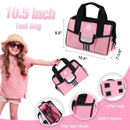WORKPRO Kids’ Junior Tool Set  9-Piece with Pink/Blue Bag  Pink Ribbon Edition
