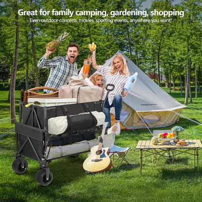 Heavy-Duty Double-Decker Utility Wagon  600 lb Capacity, 400L Collapsible All-Terrain Cart