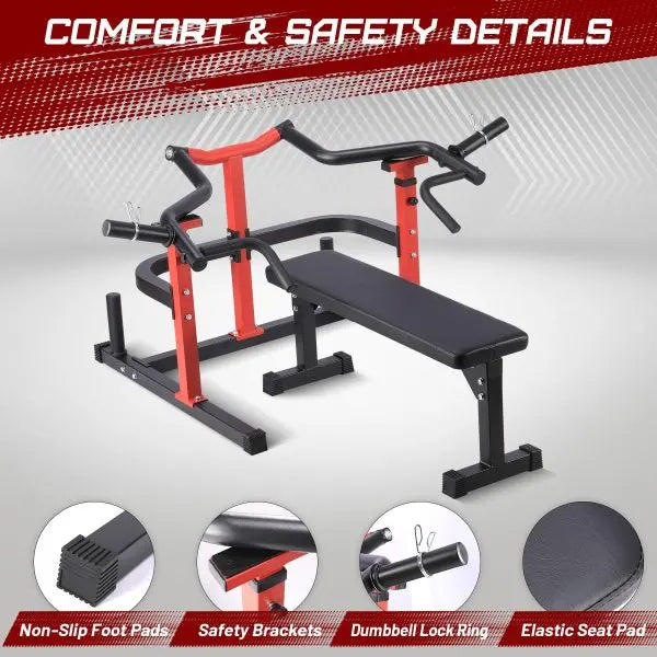 Heavy-Duty Chest Press Machine  1050-LB Capacity with Independent Converging Arms & Adjustable Bench