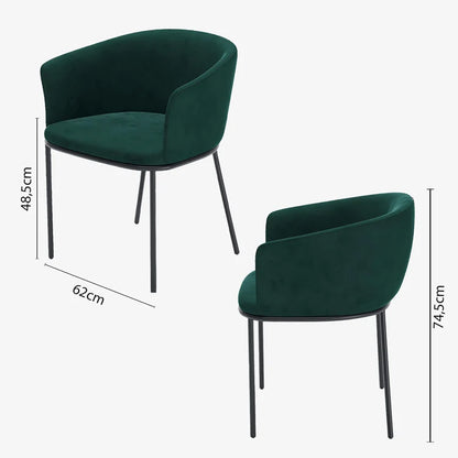 Lot de 2 fauteuils de salle à manger en velours
