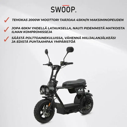 Swoop Turbo 2000W Electric Moped  Black High-Performance E-Bike with Pedal Assist