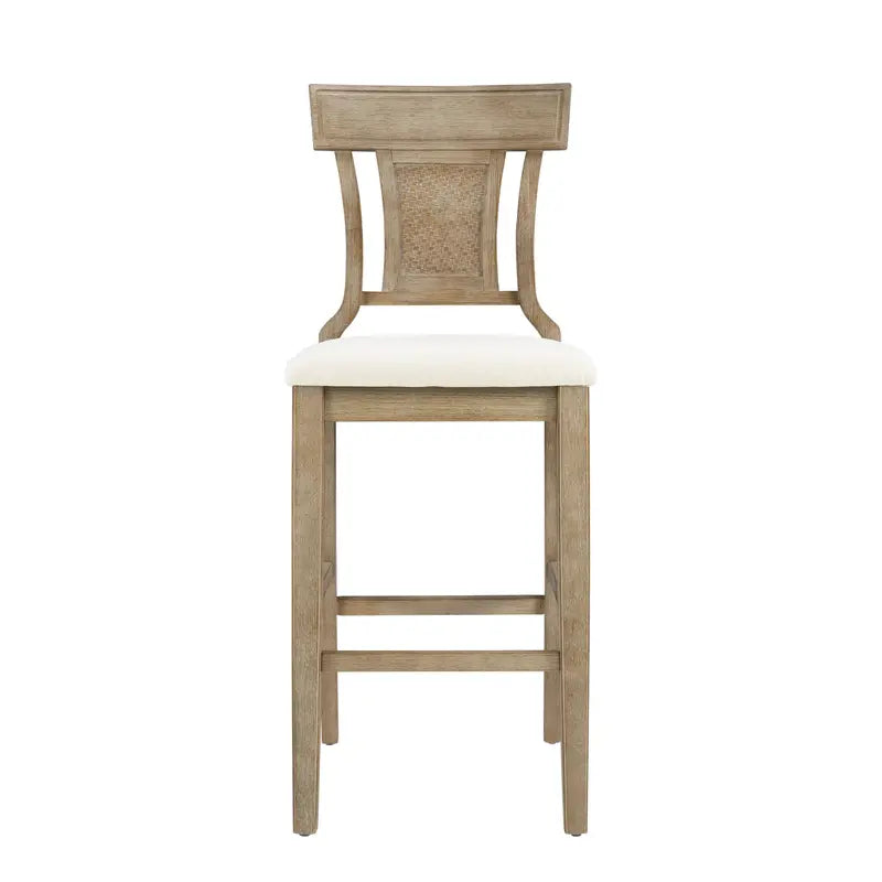 Linon Rylan 30-Inch Bar Stool  Rustic Brown Wood Frame with Beige Fabric Seat