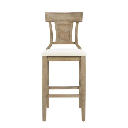 Linon Rylan 30-Inch Bar Stool  Rustic Brown Wood Frame with Beige Fabric Seat