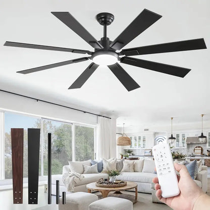 ZMISHIBO 72-Inch Dual-Finish Ceiling Fan with Integrated Light & Remote | Indoor/Outdoor Quiet DC Motor, 6-Speed Reversible, 3-CCT Adjustable Lighting, 8-Blade Modern Design