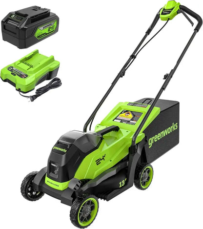 Greenworks 24V Cordless Brushless Lawn Mower Kit — Includes 4.0Ah Battery & Charger
