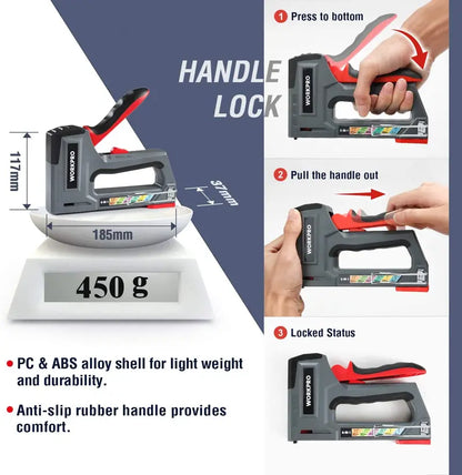 WORKPRO 6-in-1 Manual Upholstery Stapler  Pink Ribbon Finish Multi-Function Nail Gun