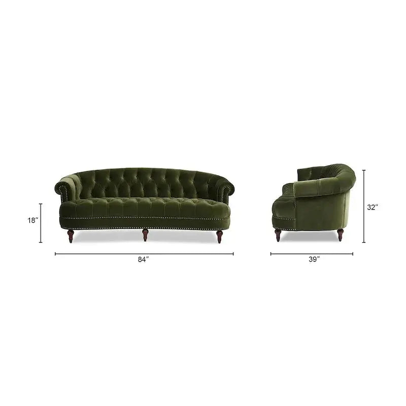 La Rosa 84″ Mid-Century Velvet Chesterfield Sofa  Tufted Upholstered Sectional Couch