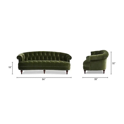 La Rosa 84″ Mid-Century Velvet Chesterfield Sofa  Tufted Upholstered Sectional Couch