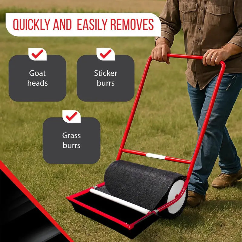 X-Large Burr Roller Remover  18-Inch Yard Tool for Efficient Weed & Seed Removal, Push-Style Design Version 2.0