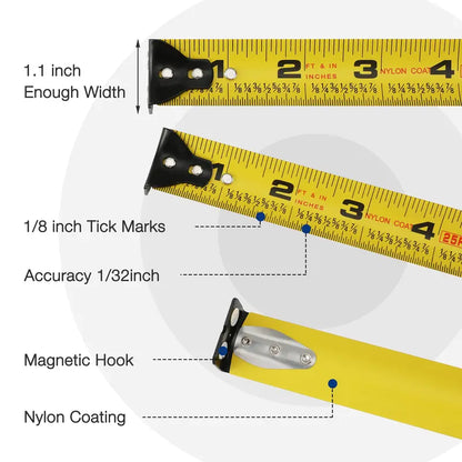 WORKPRO 16-Foot Heavy-Duty Retractable Tape Measure (2-Pack)  Magnetic Hook & Belt Clip