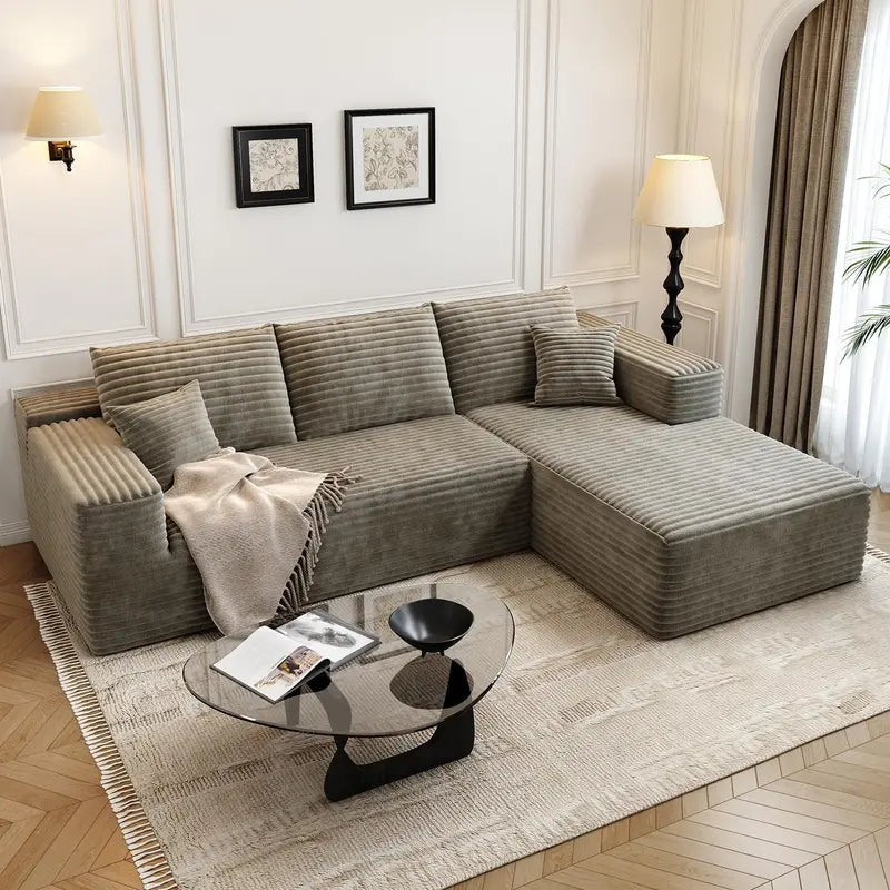 Cloud Modular L-Shaped Sectional Sofa  107.5-Inch Modern Minimalist Upholstered Couch with Chaise