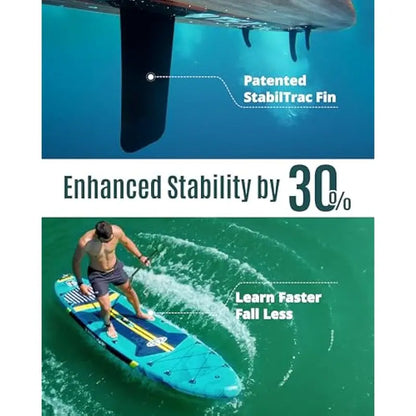 ZLX 11’6″ Extra-Wide Inflatable Stand-Up Paddle Board  Ultra-Stable SUP with Non-Slip Deck Pad