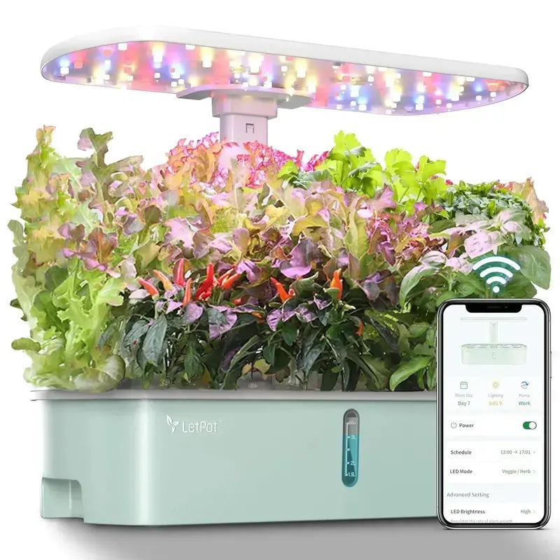 WiFi-Enabled Hydroponic Garden Kit: Smart Indoor Growing System with Full-Spectrum LED & App Control