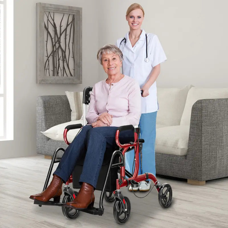 Senior-Friendly 2-in-1 Rollator Walker with Built-in Seat and Medical-Grade Support