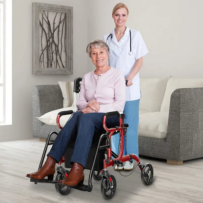 Senior-Friendly 2-in-1 Rollator Walker with Built-in Seat and Medical-Grade Support