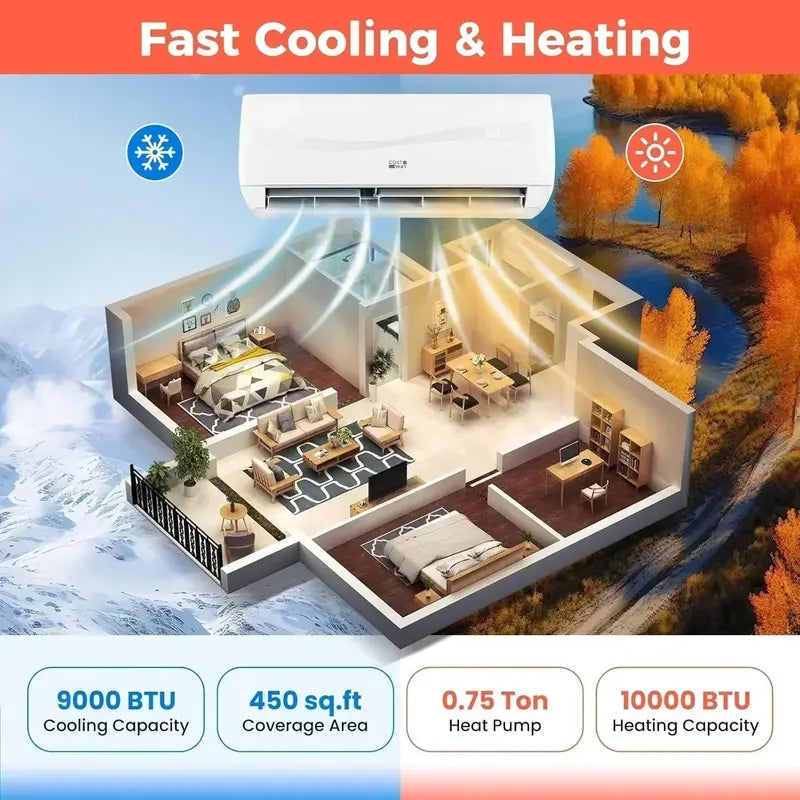 COSTWAY 12,000 BTU Mini-Split AC/Heater  20 SEER2, 115V Ductless Wall-Mount System