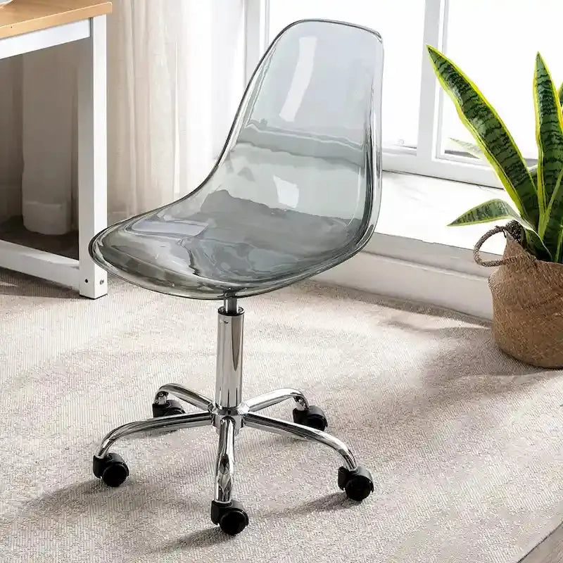 Adjustable Height Swivel Office Chair with Acrylic Back and Rolling Casters