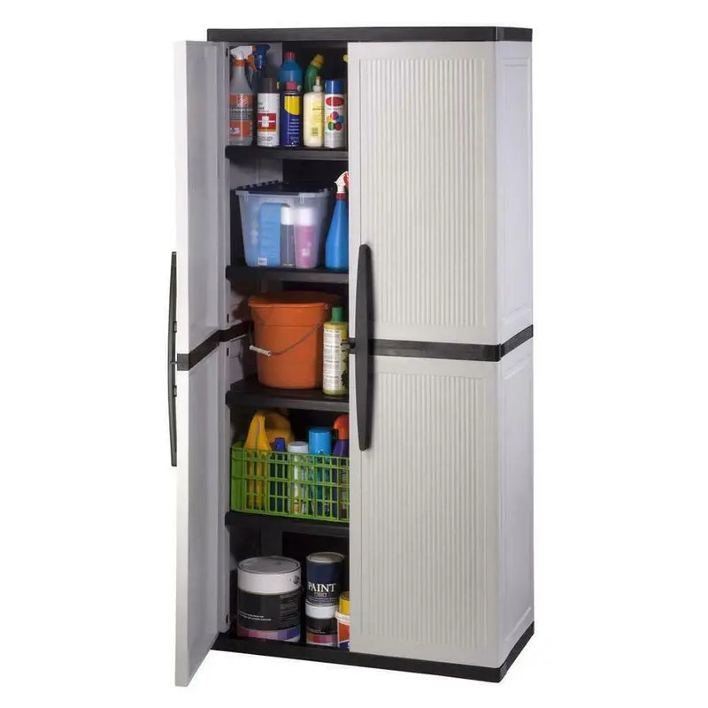 Freestanding Gray Garage Cabinet  35″W × 71″H × 18″D, Adjustable Shelving & Locking Doors (2025 Model)