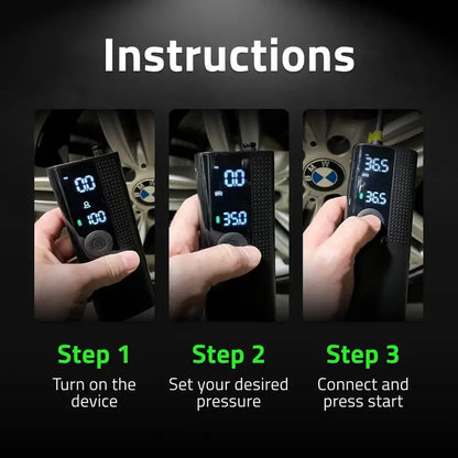 Airmoto Digital Tire Inflator  Portable 12V Air Pump with Precision Gauge, Auto Shut-Off & Bright LED Light