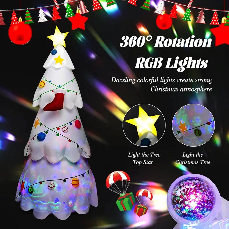 Tangkula 8ft Inflatable Christmas Tree with LED & Rotating Lights, Indoor/Outdoor Holiday Decoration, Tear-Resistant Polyester