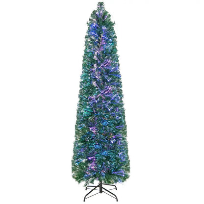 6-Foot or 7-Foot Fiber Optic Pencil-Style Christmas Tree for Compact Holiday Spaces