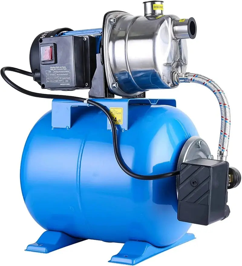 1.6 HP Stainless Steel Shallow Well Jet Pump  1268 GPH, Includes Pressure Tank for Irrigation & Home Water Systems