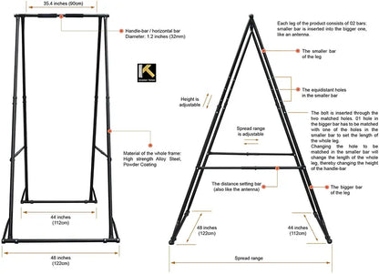 Air Yoga Set: Adjustable Aerial Hammock + Foldable KT Swing Stand
