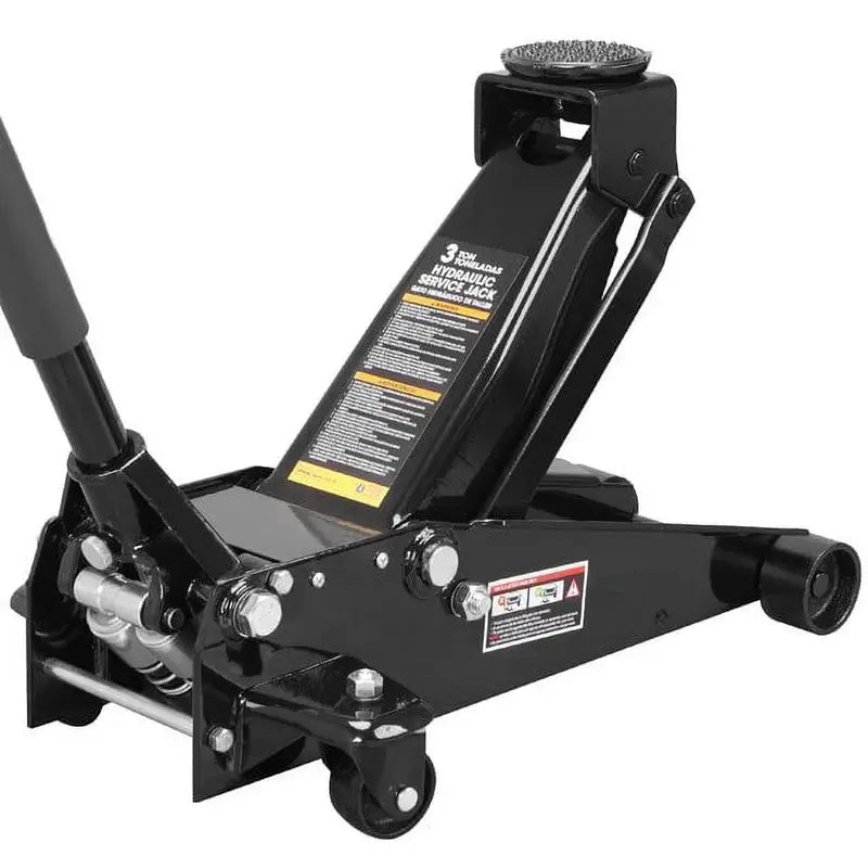 Heavy-Duty 3-Ton Hydraulic Floor Jack  Quick-Lift Dual Pump, Black Finish, W8303-B Model