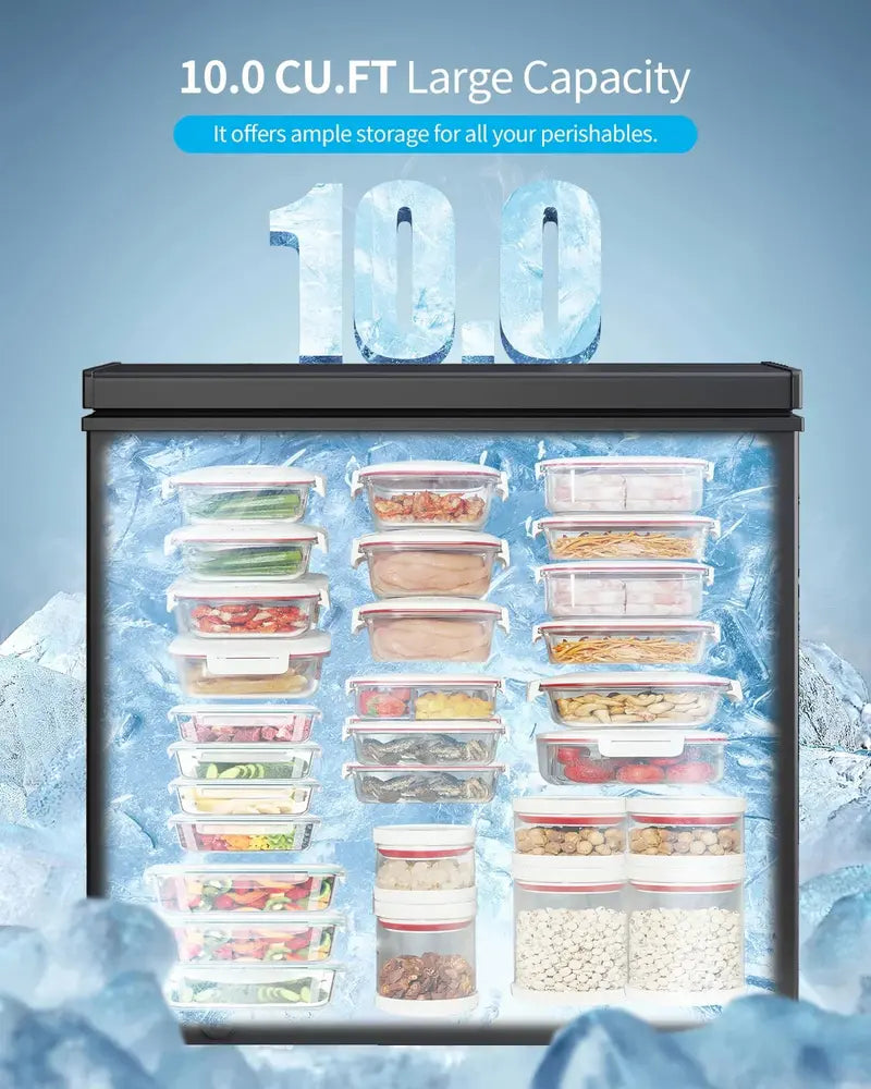 DISHUP 10 Cu. Ft. Chest Freezer  Deep Freeze with Removable Basket & Adjustable Thermostat