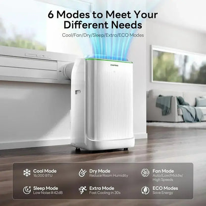 ZAFRO 8,000 BTU Portable Air Conditioner with 4-Mode Operation & Rapid Cooling