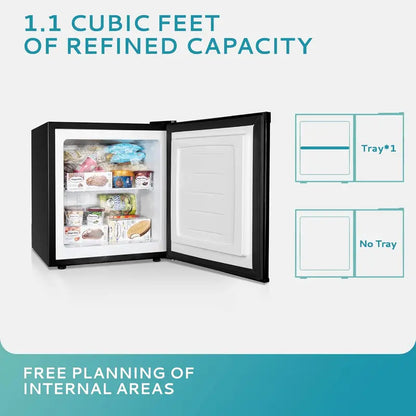 Compact 3.0 Cu. Ft. Upright Mini Freezer — Stainless Steel Reversible Door, Ideal for Dorms, Apartments, or Offices