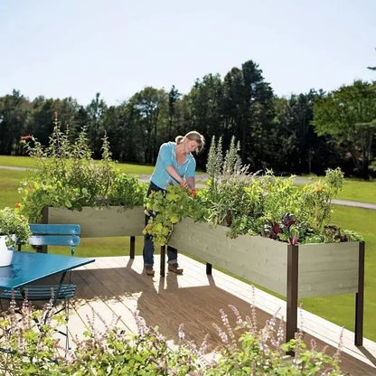 Eco-Stained Elevated Planter Box — Sustainable Wooden Raised Garden Bed with Drainage and Aesthetic Finish