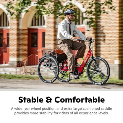 Schwinn Meridian Deluxe Adult Tricycle  Low-Step Aluminum Cruiser with 26-Inch Wheels and Adjustable Handlebars