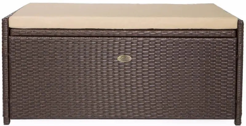 Barton Rattan-Style Outdoor Storage Bench  Weather-Resistant Wicker Deck Box with Cushioned Seat (60-Gallon Capacity)