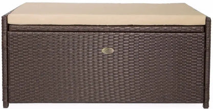 Barton Rattan-Style Outdoor Storage Bench  Weather-Resistant Wicker Deck Box with Cushioned Seat (60-Gallon Capacity)