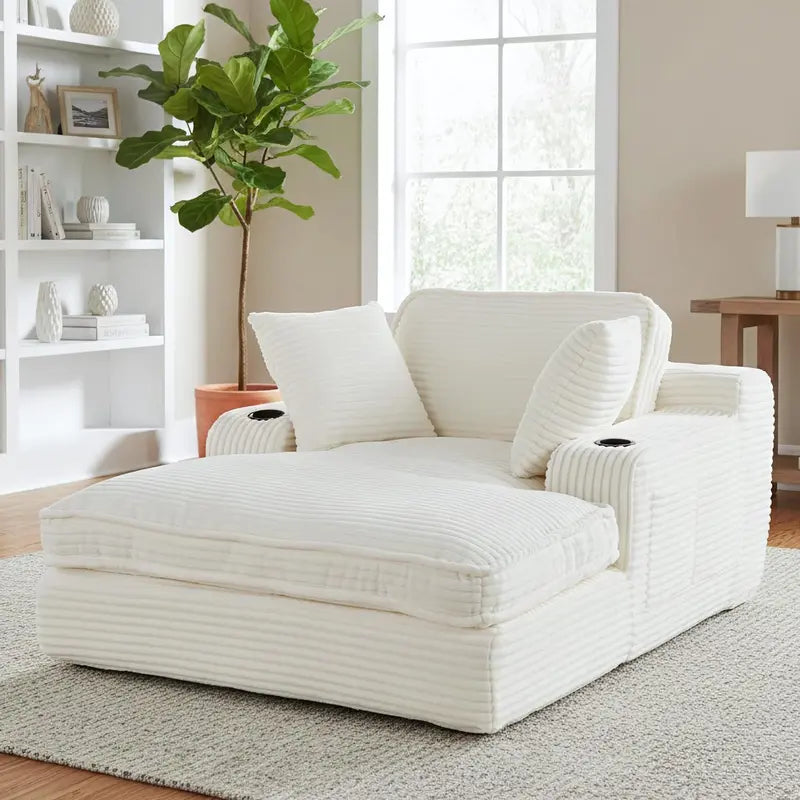 67-Inch Cloud-Like Chaise Lounge  Soft Boneless Design with Pillows and Side Pockets