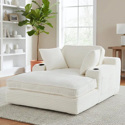 67-Inch Cloud-Like Chaise Lounge  Soft Boneless Design with Pillows and Side Pockets