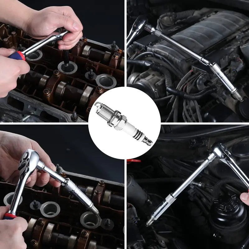 WORKPRO Magnetic Swivel Spark Plug Socket Set  3-Pc Thin-Wall 14mm + 6″ & 10″ Extensions