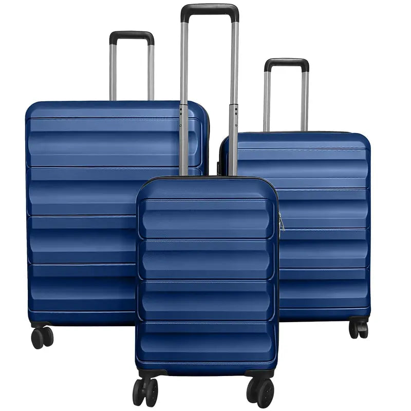 Lightweight 3-Piece Hardshell Spinner Luggage Set — 20/24/28 Inch (Wide Cross Stripe Design)
