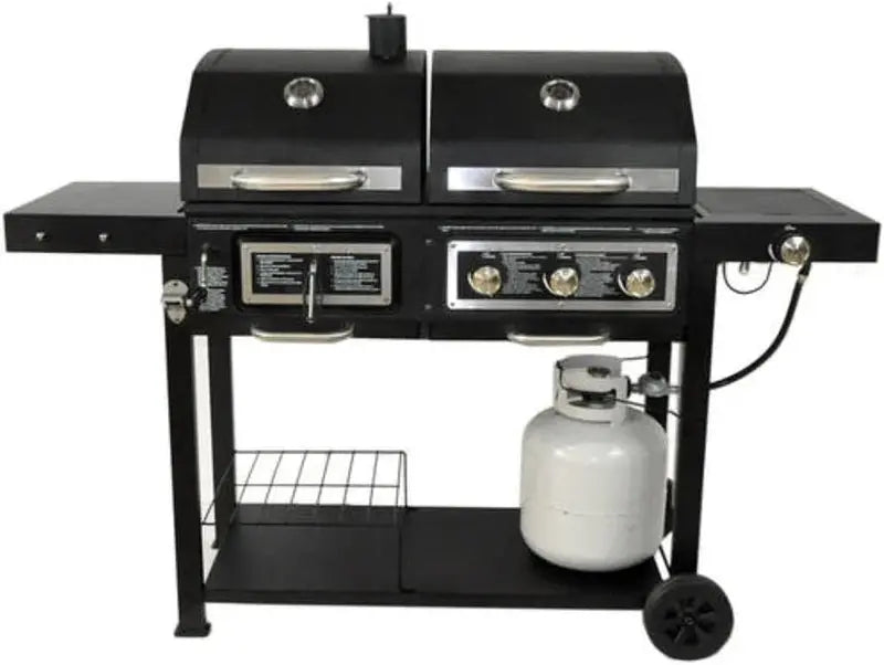 Dual-Fuel Outdoor Grill  Charcoal & Gas Combo Cooking System for Versatile Backyard Barbecues