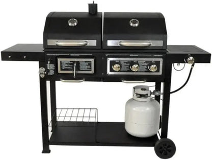 Dual-Fuel Outdoor Grill  Charcoal & Gas Combo Cooking System for Versatile Backyard Barbecues